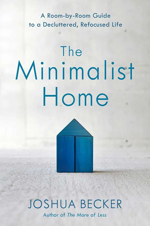 The Minimalist Home book cover has the title in blue lettering against an image of blue building blocks in the shape of a home.